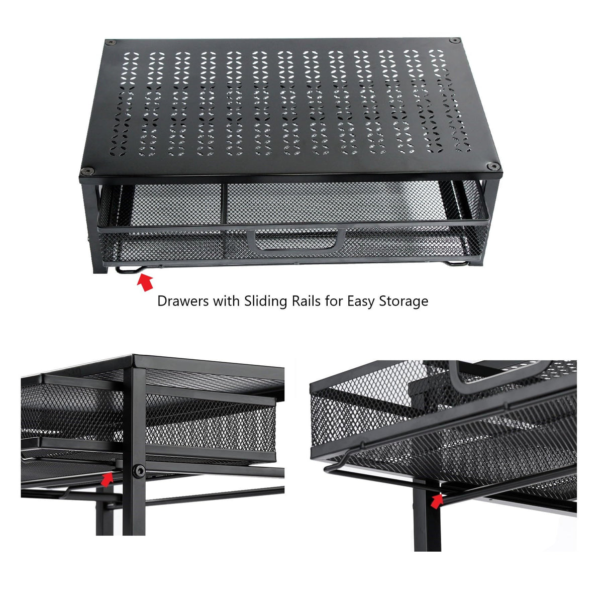 Mknana Metal Computer Stand for Desk,Monitor Riser with Drawer ,Desktop Stand for Laptop,Printer