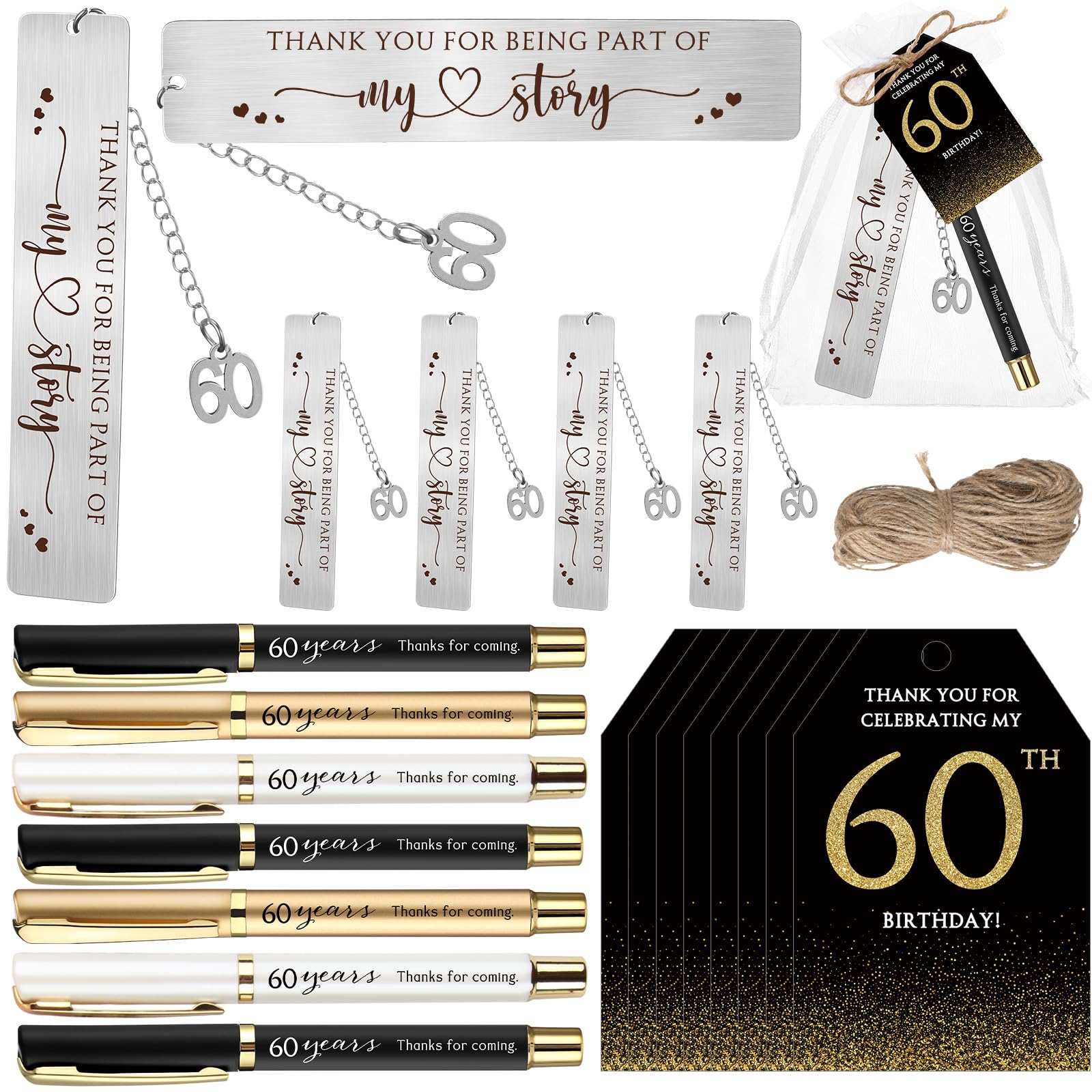 Sinload 25 Sets Birthday Favors for Guests 25 Thanks for Coming Ballpoint Pens 25 Metal Bookmarks