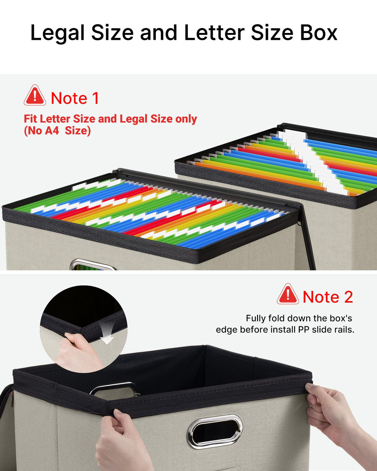 Oterri File Box Large 2-Pack Hanging Organizer for Letter/Legal-Size Folder