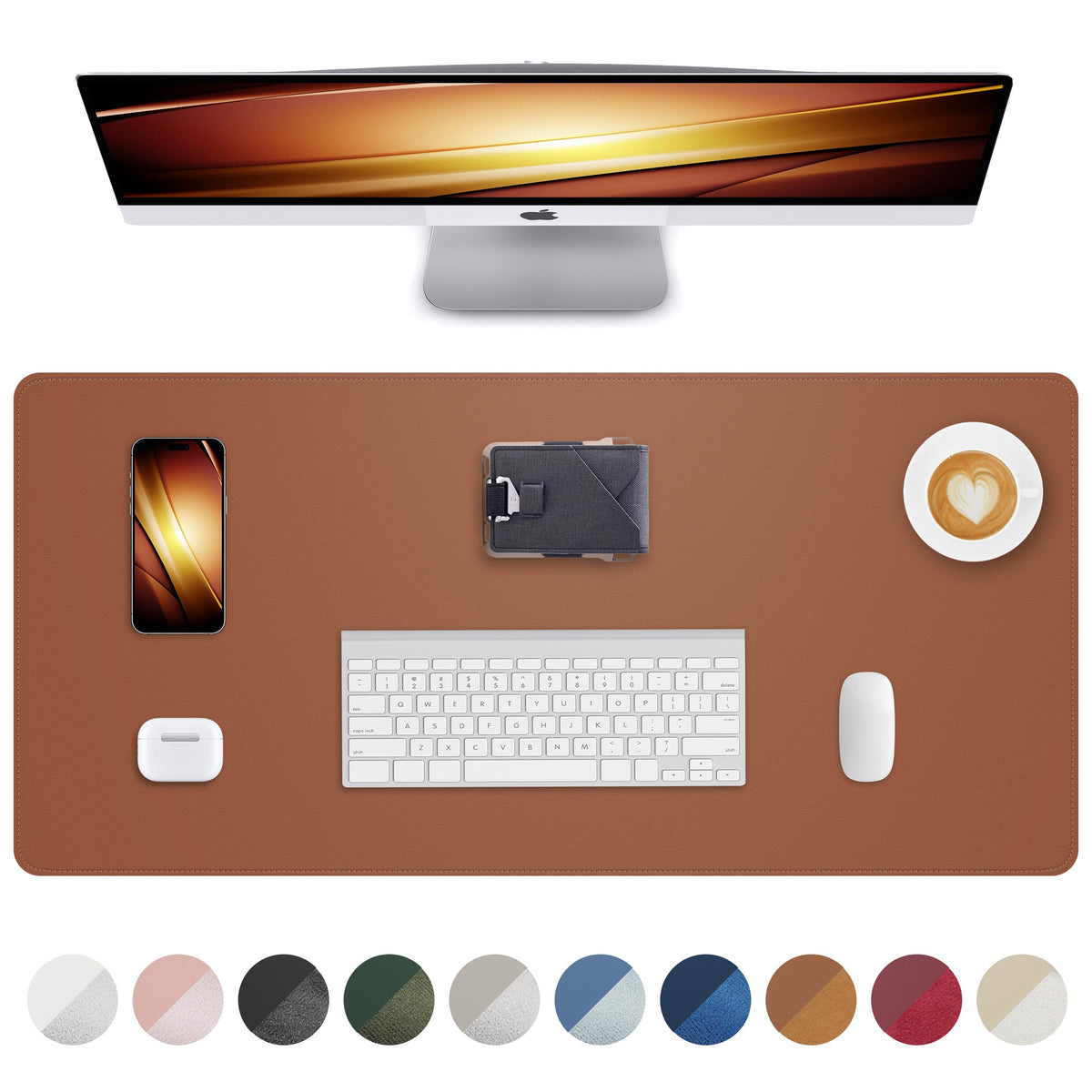 Leather Mouse Pad & Desk Blotter Mat - Non-Slip PU Laptop Desk Pad, Waterproof Writing Pad for