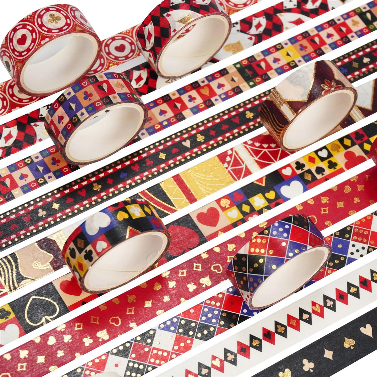 VIVIQUEN Vintage Poker Gold Washi Tape Set, 15mm Vintage Masking Tape Decorative Tape for DIY