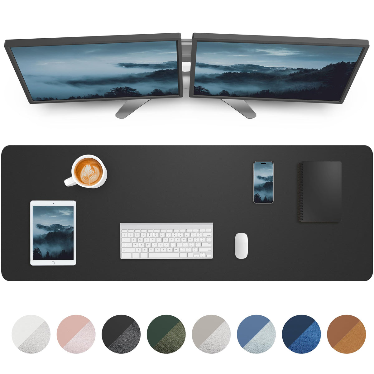 Leather Desk Pad Protector,Mouse Pad,Office Desk Mat, Non-Slip PU Leather Desk Blotter,Large Desk