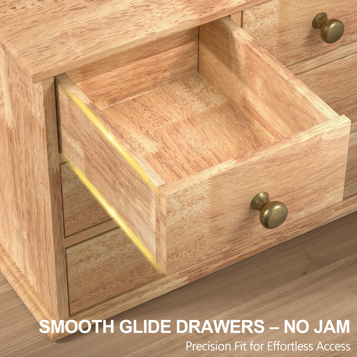 Oak Desk Organizer with Drawers, Durable Wooden Desktop Storage Box
