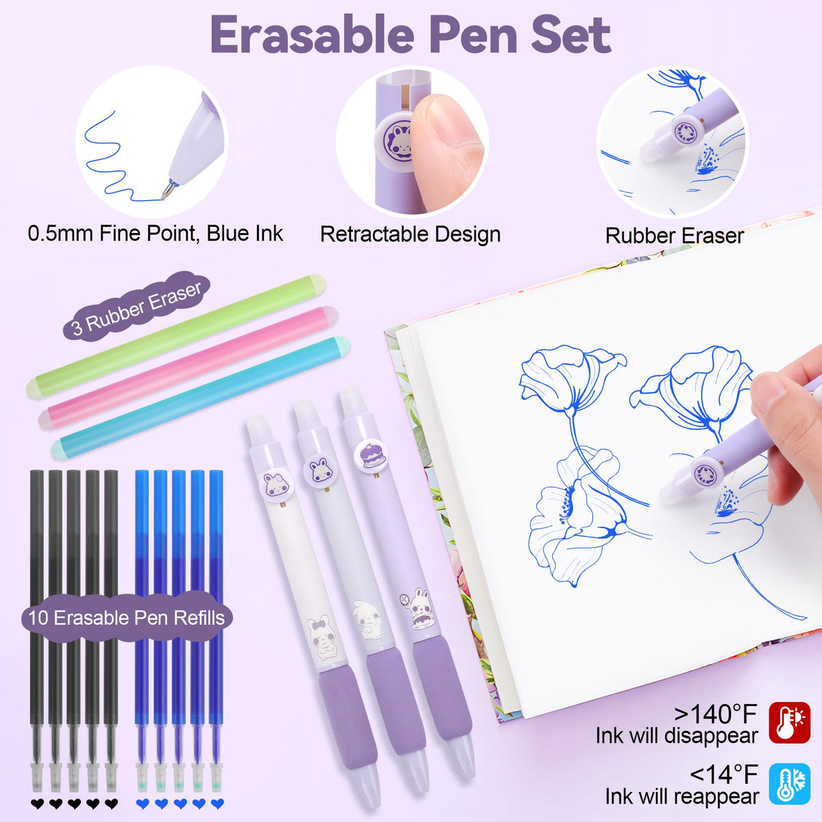 DazSpirit 61PCS Aesthetic College School Supplies Set with Cute Pencil Case