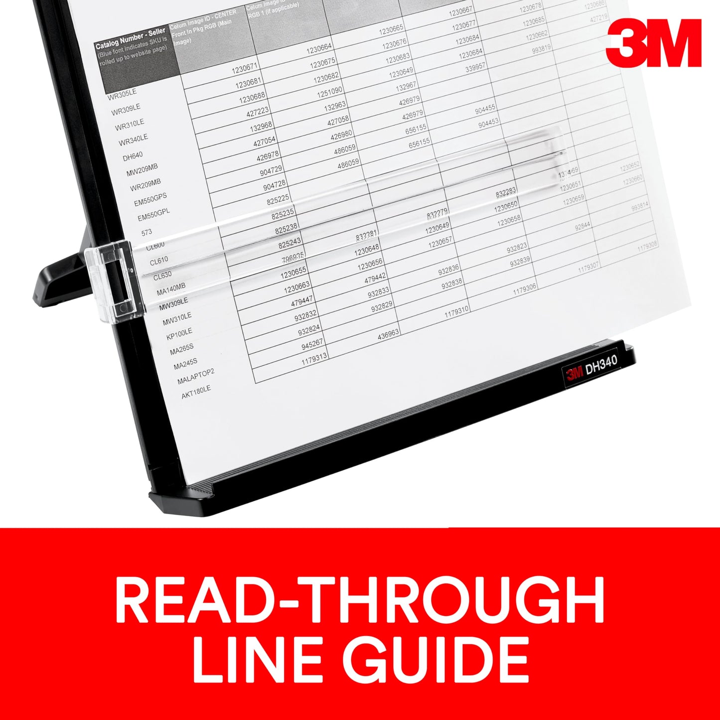 3M Desktop Document Holder for Monitor, 3.375 in x 12.0 in x 1.75 in