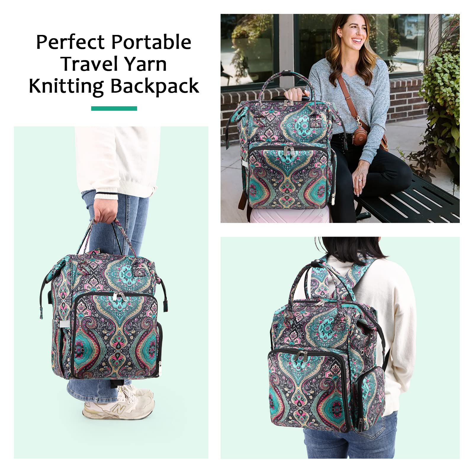 KOKNIT crochet bag,knitting Backpack and Tote Bag Storage Bag Large capacity Yarn Storage Organizer