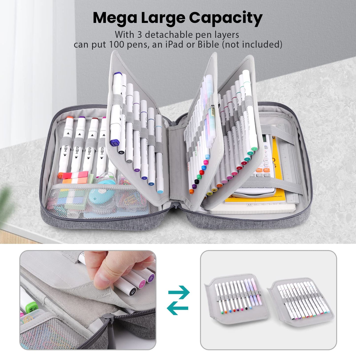 Gutliebe Large Pencil Case Organizer, XXL Marker Case Extra Big Capacity Multi-Functional