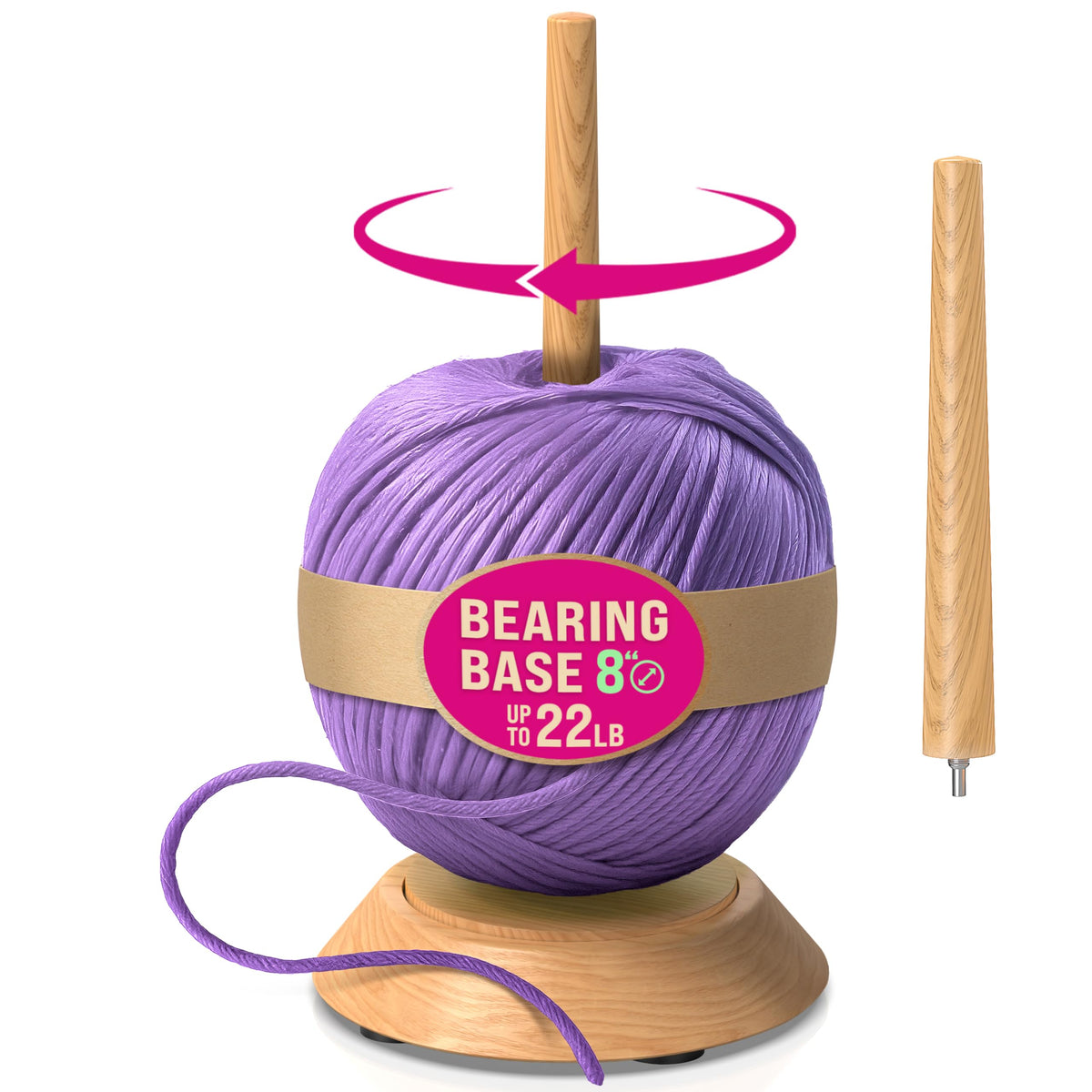 BARVA Yarn Holder Set 22 Lb Capacity for Chunky Yarn w/Extra Spindle | Smooth Bearing Spinner & Big