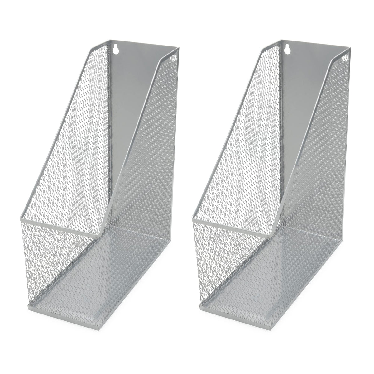 YBM HOME Mesh Steel Deluxe Magazine Rack, Extra Wide, Magazine File Holder 2258-2 (2, Silver)