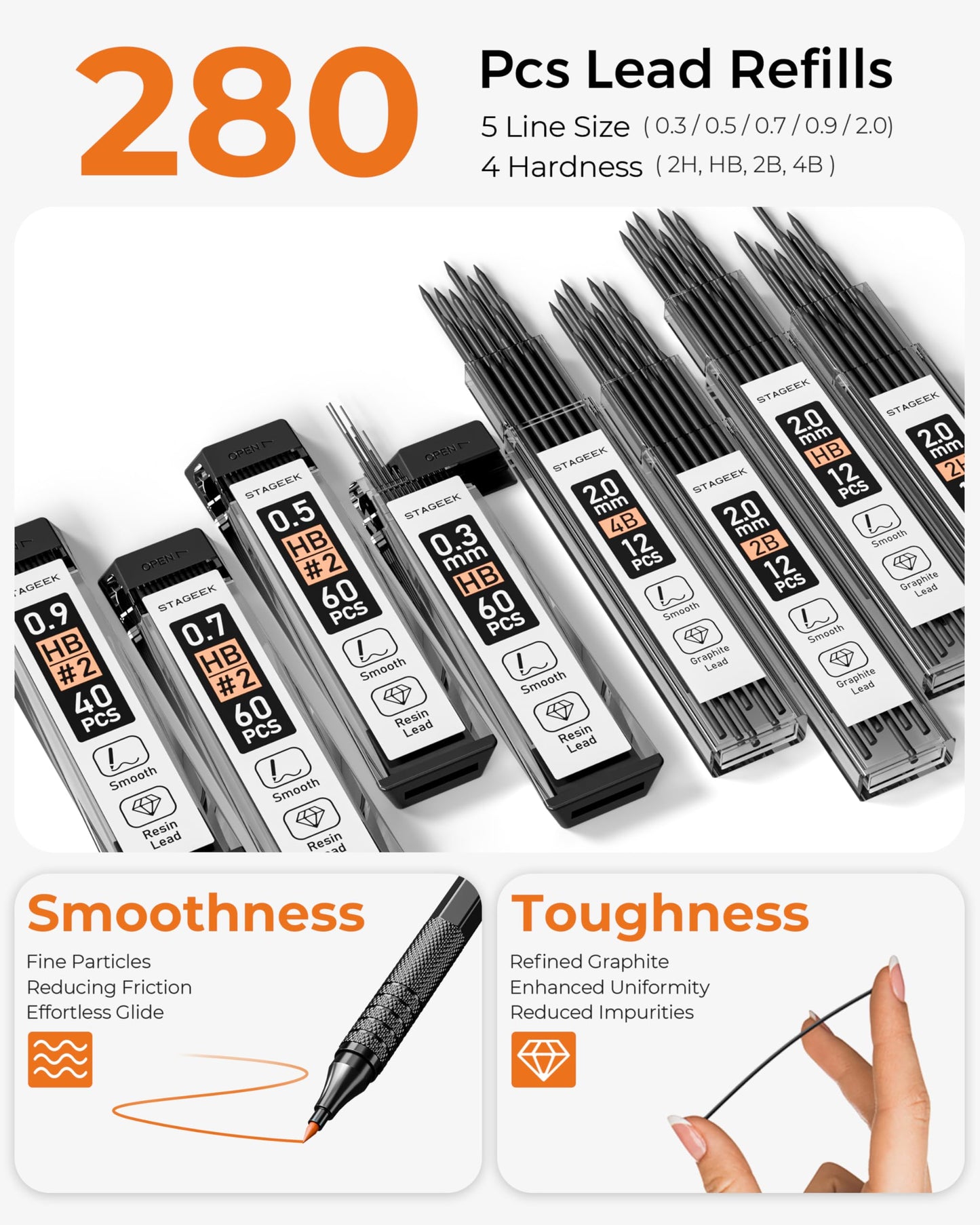 STAGEEK 20Pcs Black Metal Mechanical Pencil Set with Leather Case