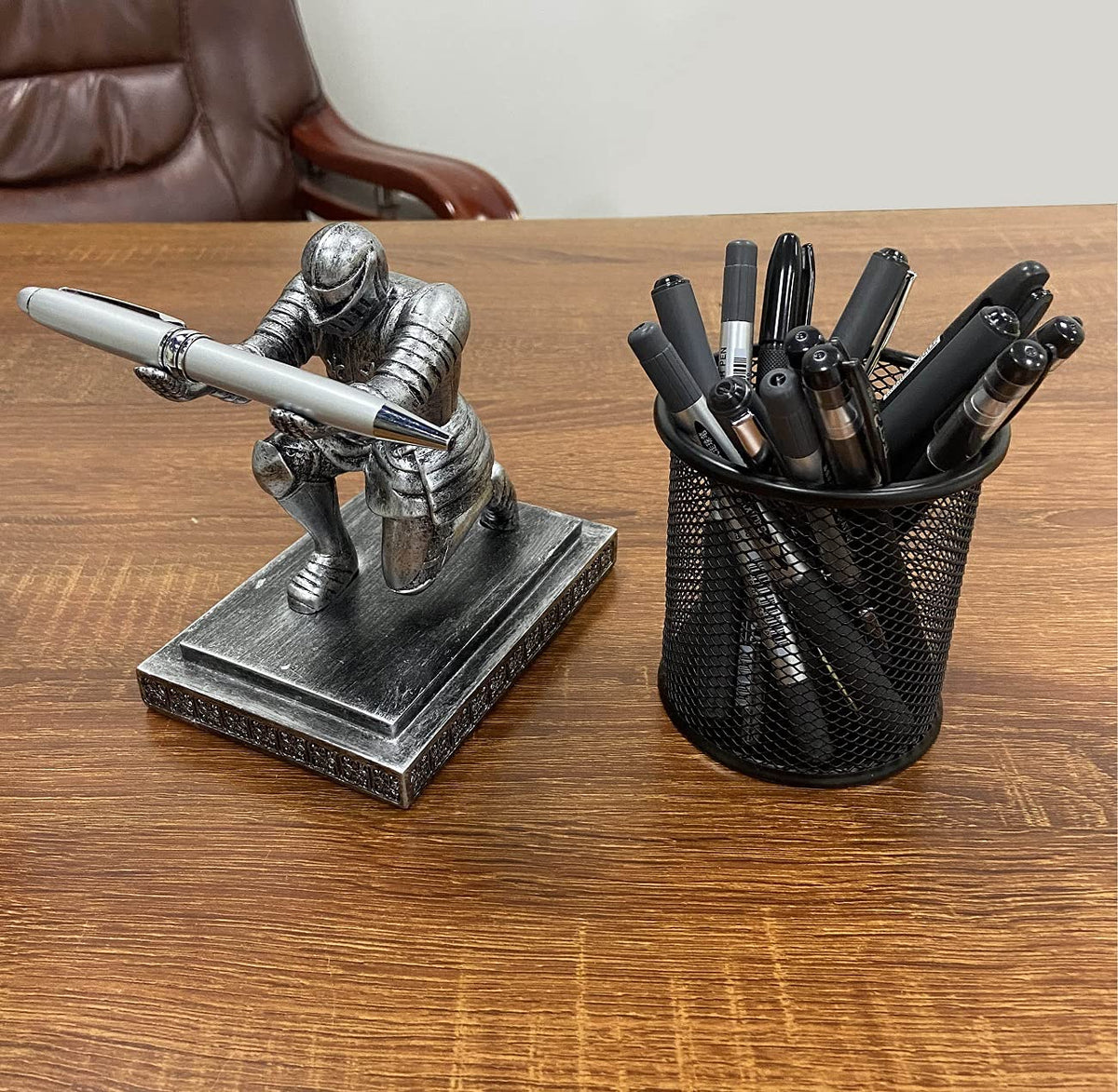 Ofiedx Executive Kneeling Knight Pen Holder with Pen - Unique Office Gifts