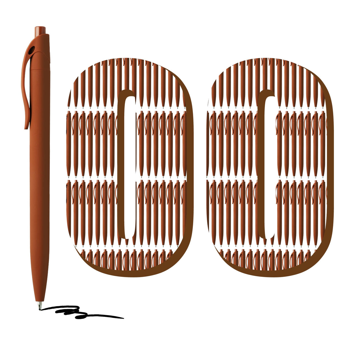 deegtran 100 Pack No Bleed Brown Barrel Click Pens, Wholesale Retractable Ballpoint Pens, Medium