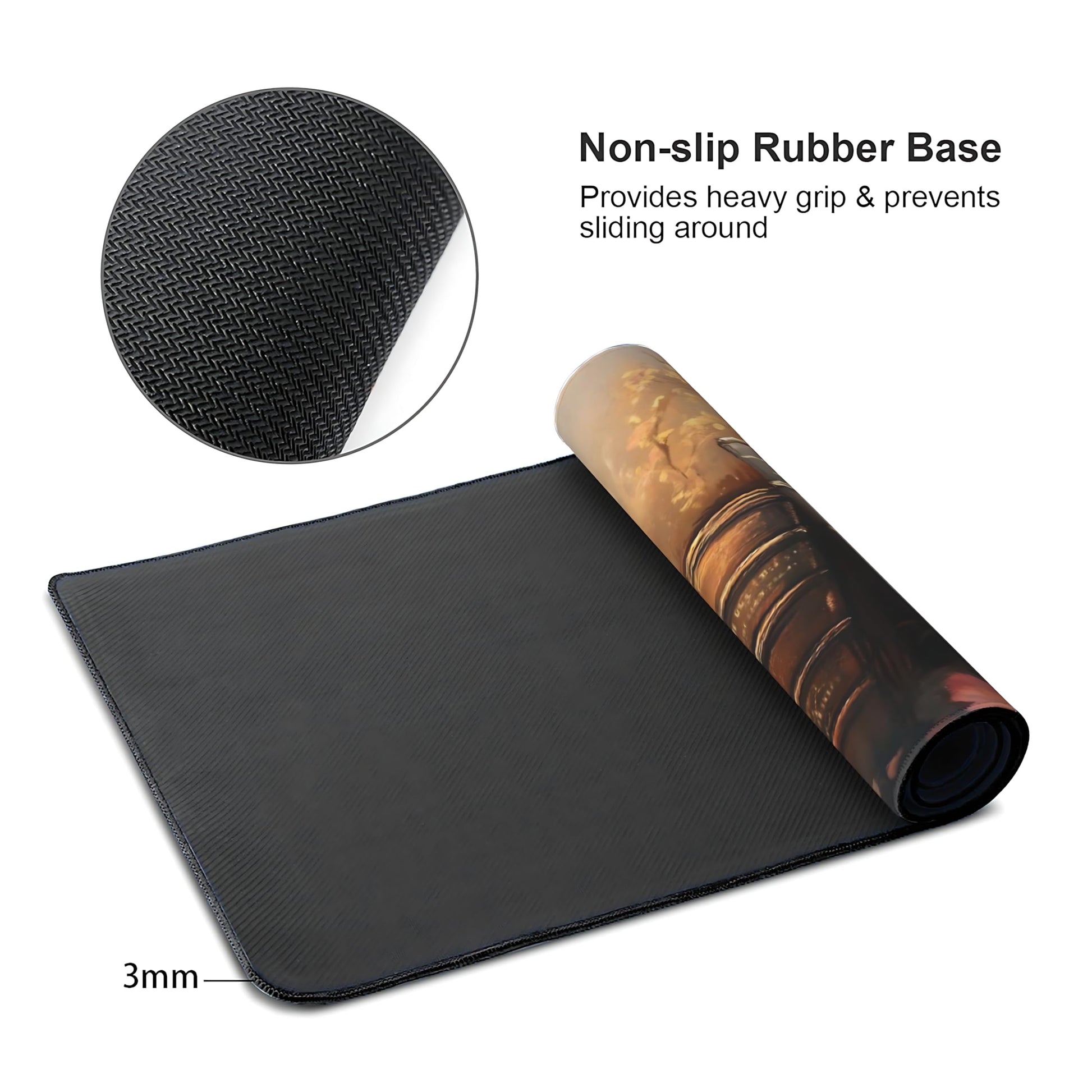 Floral Aesthetic Book Gaming Mouse Pad, Earth Tone Dark Romanticism Desk Mat with Anti-Slip Base &