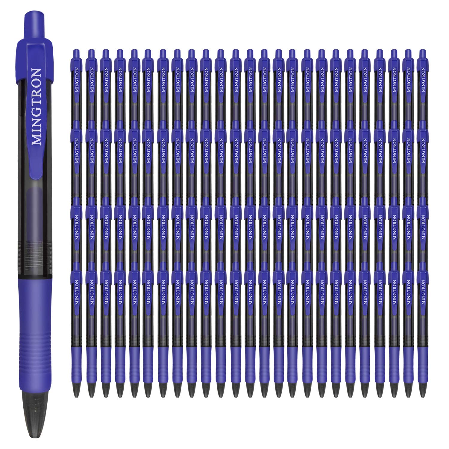 100 Pack No Smear Blue Ink Retractable Fine Point Gel Pens Bulk, 0.5MM