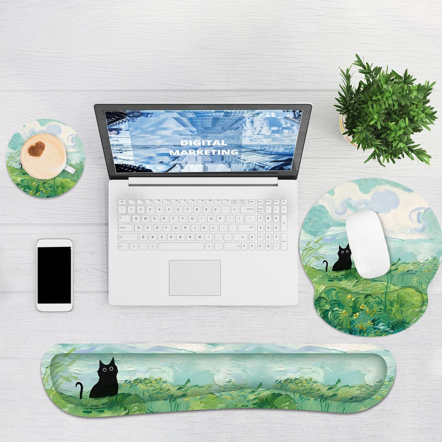 Ergonomic Mouse Pad with Wrist Rest and Keyboard Wrist Rest, Mousepad