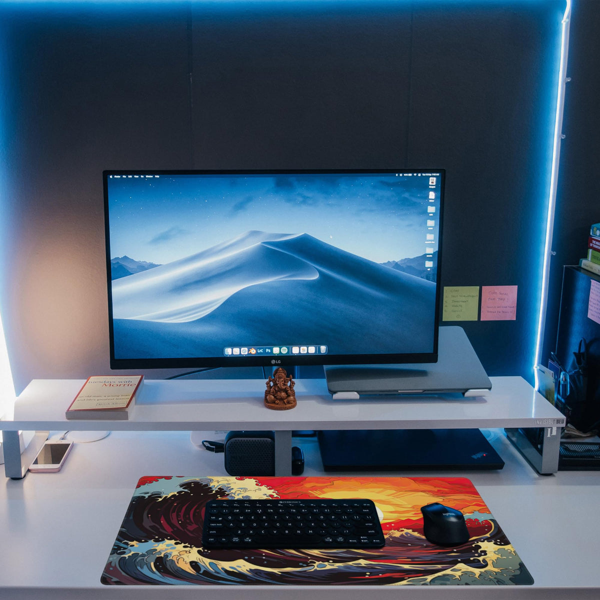 Large Gaming Mouse Pad for Desk,Ocean Waves at Sunset Desk Mat for Desktop,Rough Ocean Waves Desk
