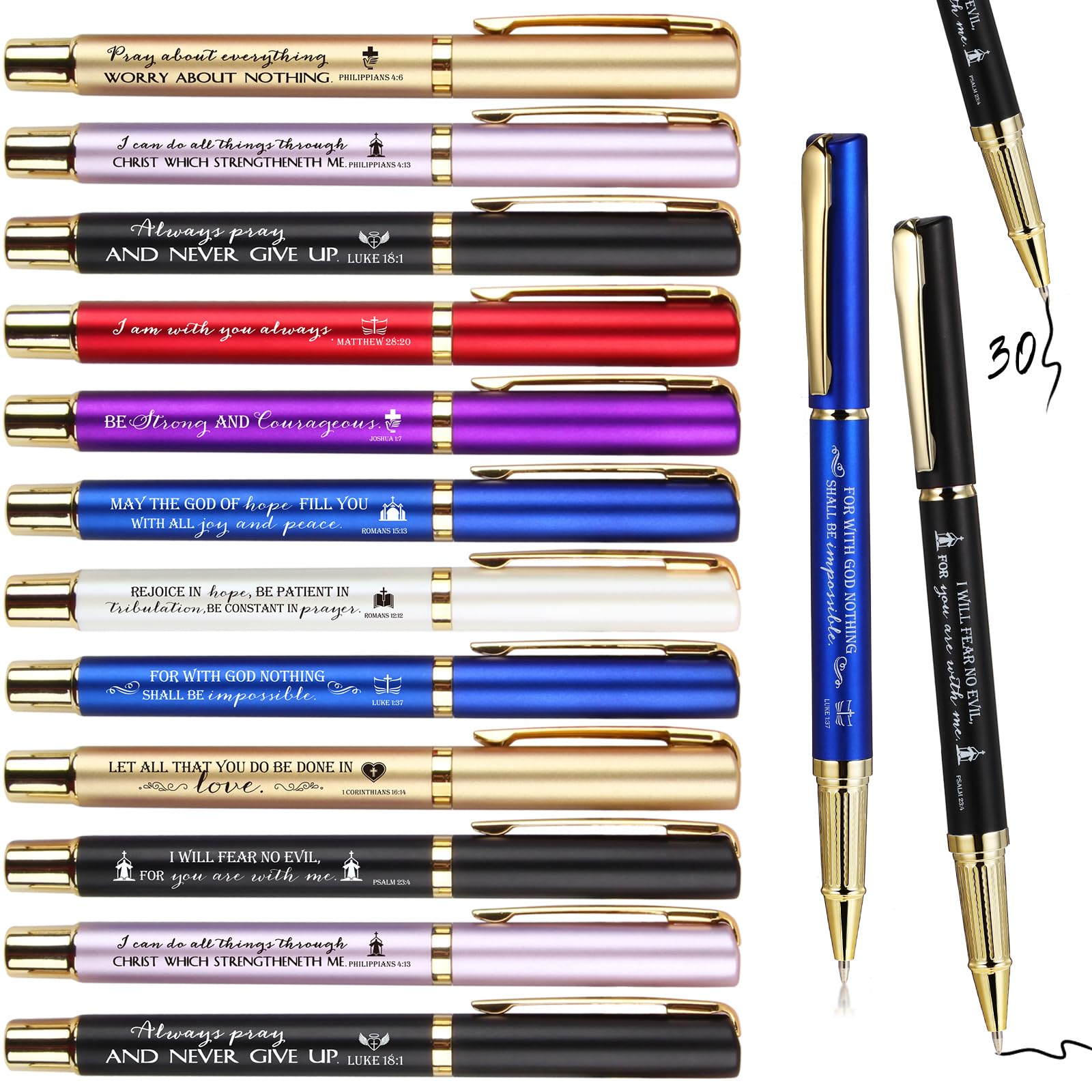Fuutreo 30 Pcs Bible Verse Pens Bulk Christian Gifts Ballpoint