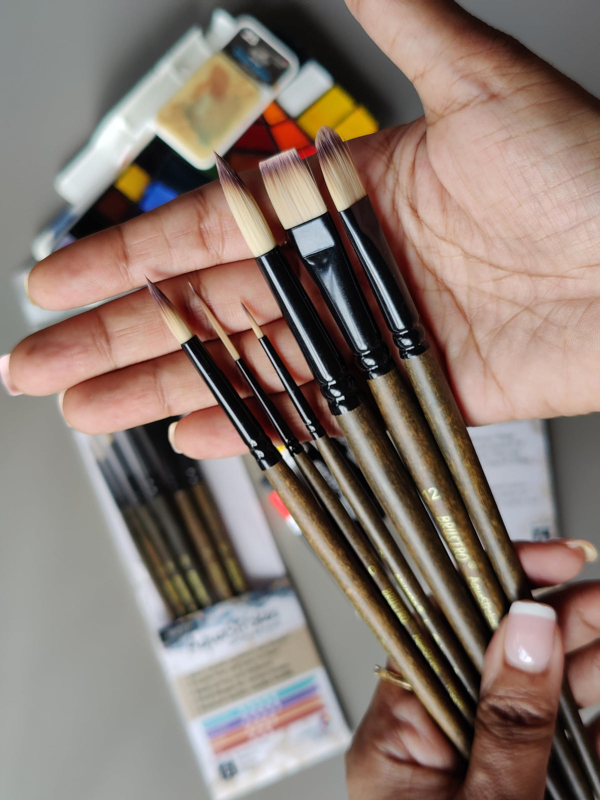 Brustro AquaStrokes Artist Brushes | Set of 6 | Ideal for Watercolour, Gouache, Acrylics, Oil