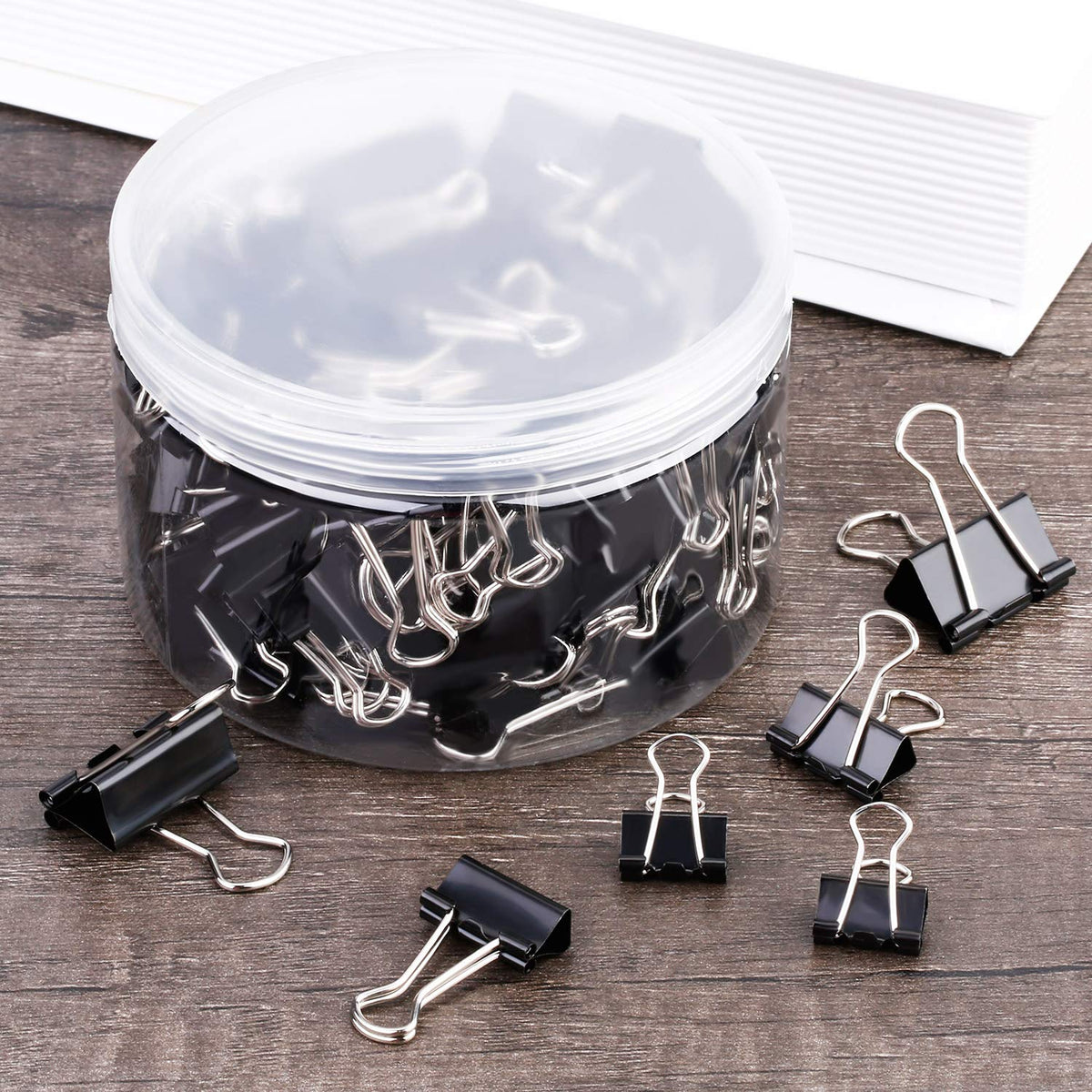 TecUnite 150 Pcs Black Binder Clips Assorted Sizes