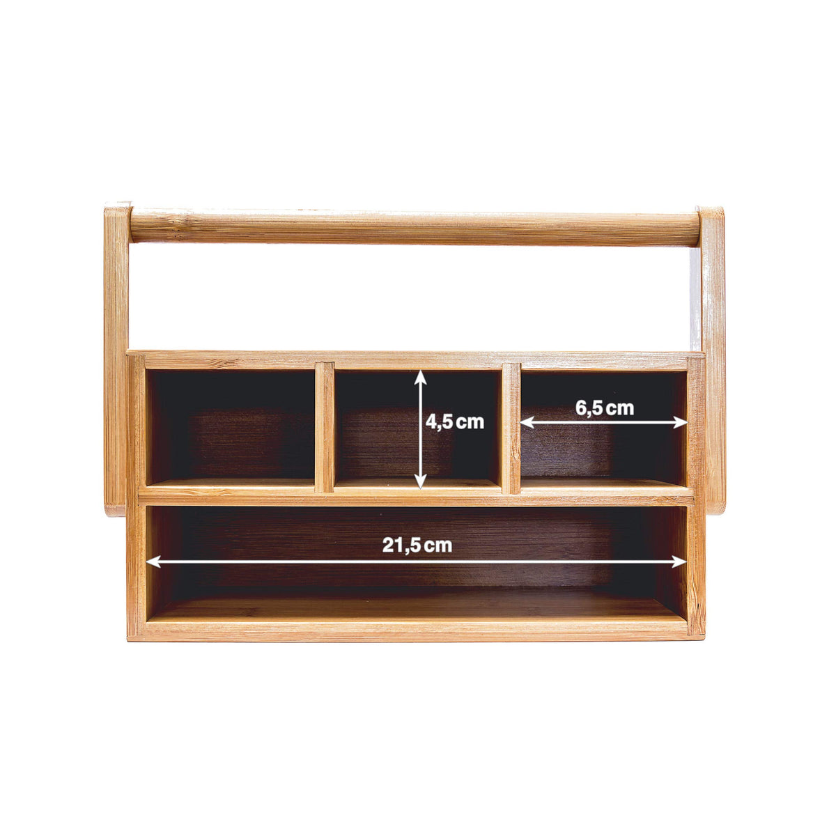 Relaxdays Bamboo Table or Desk Organiser, HxWxD: 20 x 25 x 11.5 cm, with 4 Compartments, Pen or