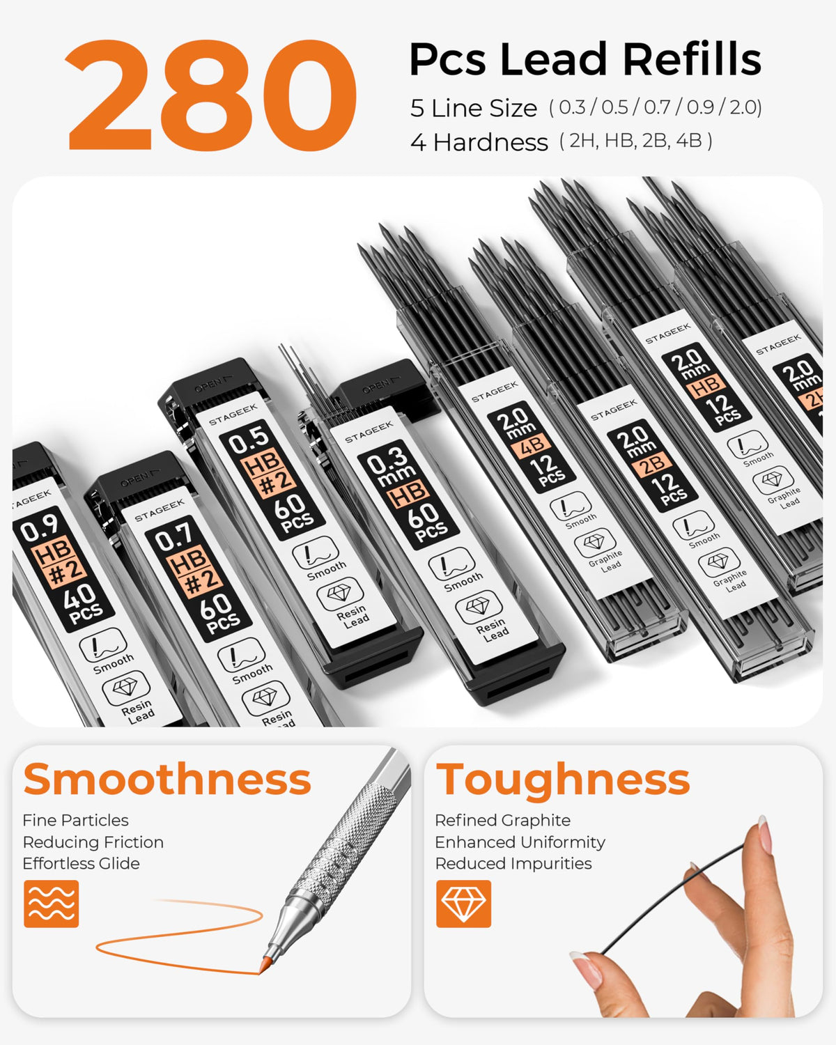 STAGEEK 20Pcs Silver Metal Mechanical Pencil Set with Leather Case