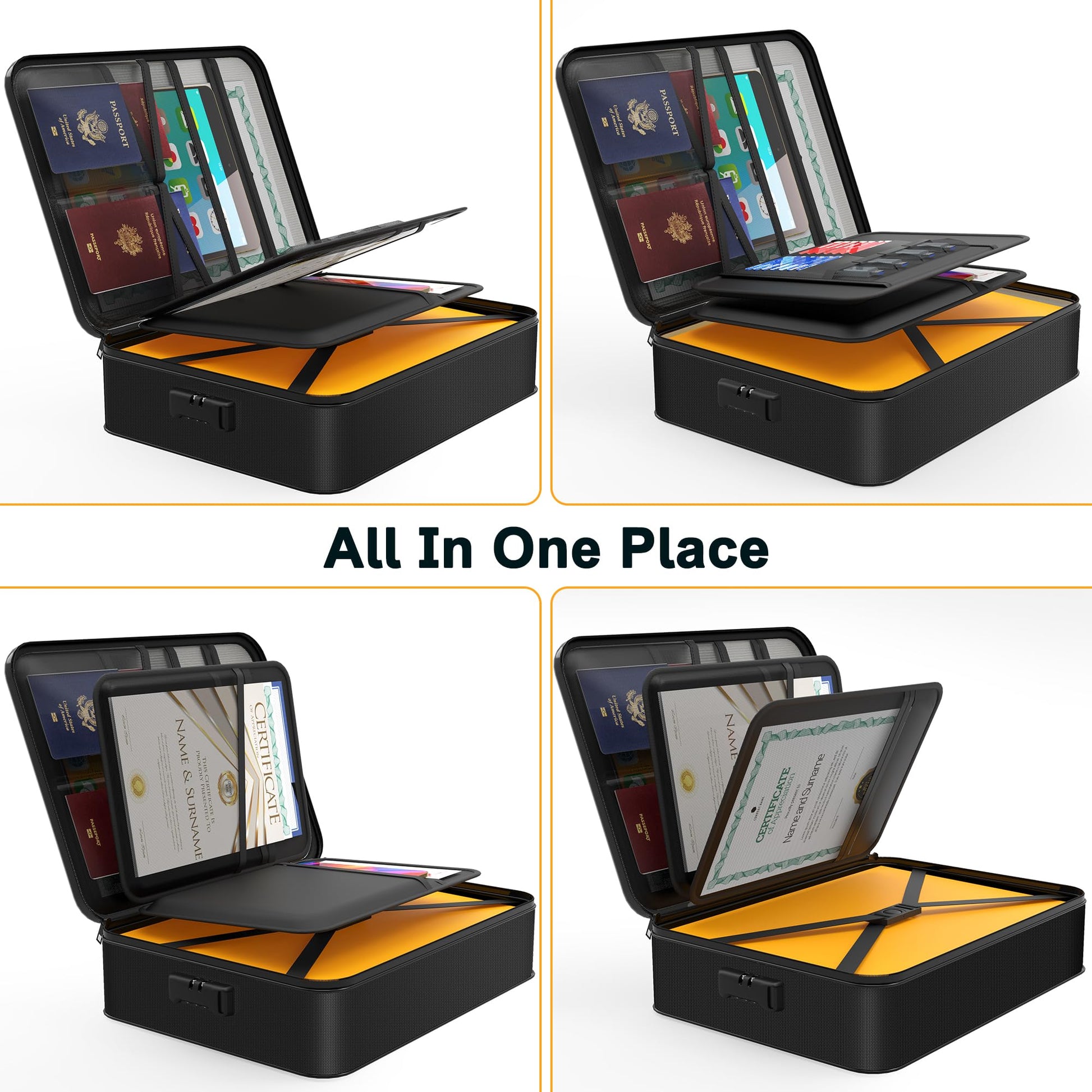 Noiposi Document Organizer with 5200℉ Heat Insulated, 16.1"x11.4"x4.3" Waterproof and Fireproof