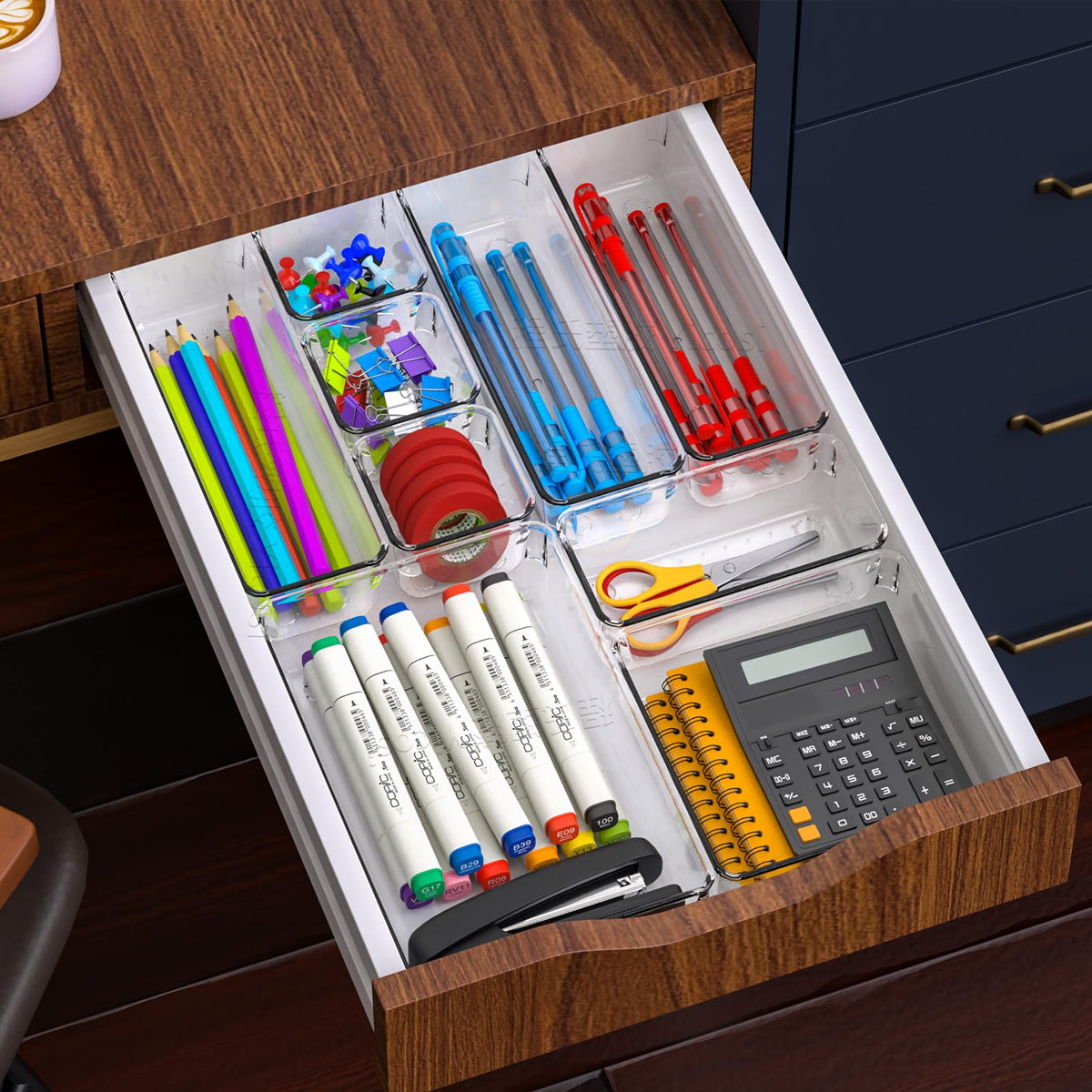 Yieach 25 Pc Clear Plastic Drawer Organizer Set,4 Sizes In Drawer Organizer Trays for