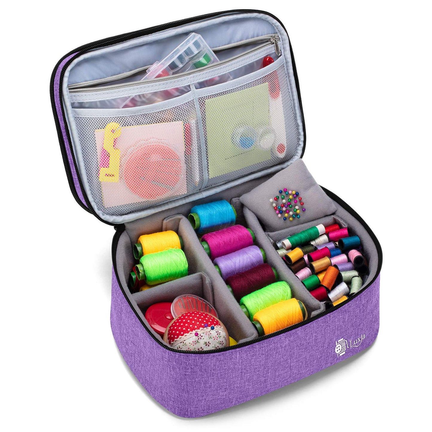 Luxja Double-Layer Large Sewing Organizer, Purple