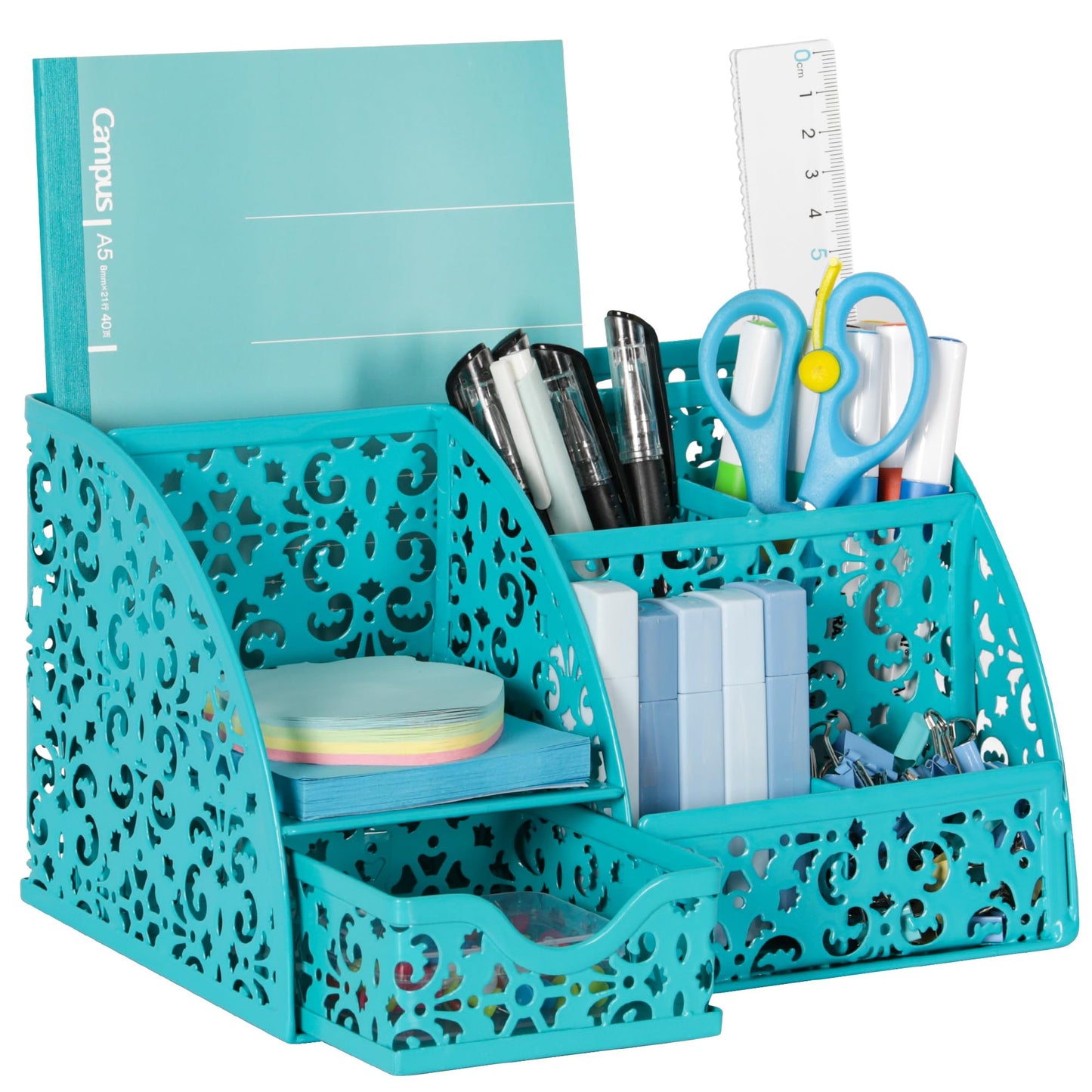 EasyPAG Desk Organizer and Pen Holder for Desk, Mesh Office Supplies Storage Caddy with Drawer for
