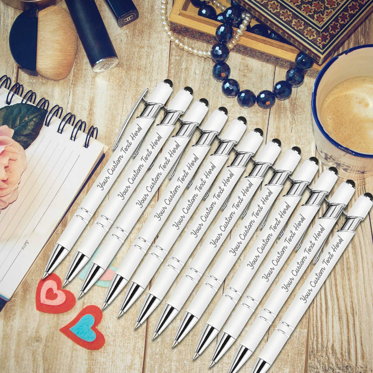 Amlion Custom Pens Personalized Bulk, Customized Ballpoint Pens with Stylus Name Message Logo