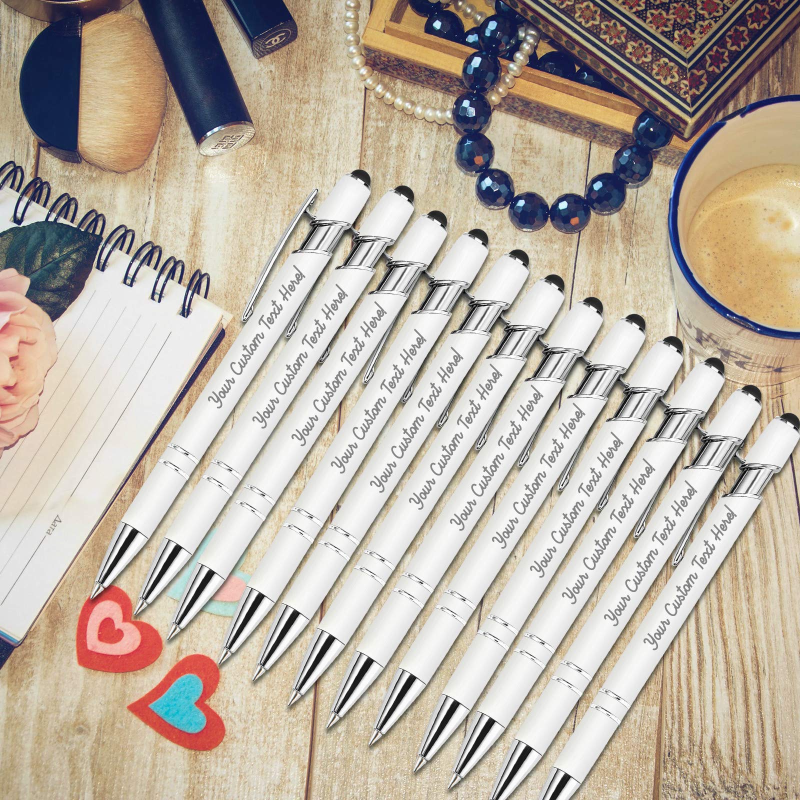 Amlion Custom Pens Personalized Bulk, Customized Ballpoint Pens with Stylus Name Message Logo