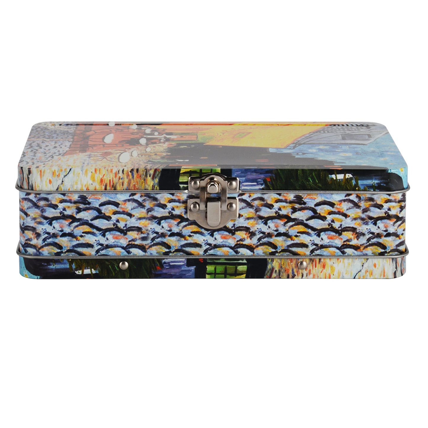 DAHO Metal Storage Box with Hinge for Office, School, Home, Makeup, Arts & Crafts and Accessories