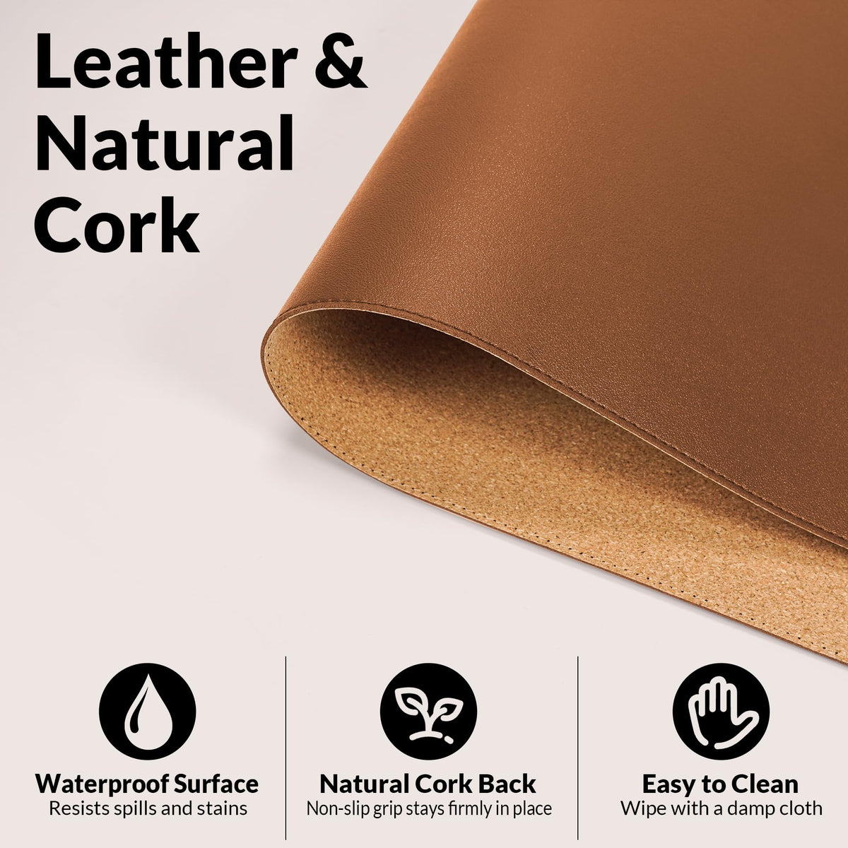 AFIING Leather Desk Mat 35.4" x 17", Brown