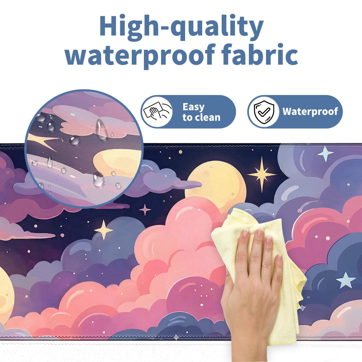 Cute Mouse Pad Kawaii Large Desk Mat Extended Keyboard Mouse Pad Pink Purple Cloud Mousepad with