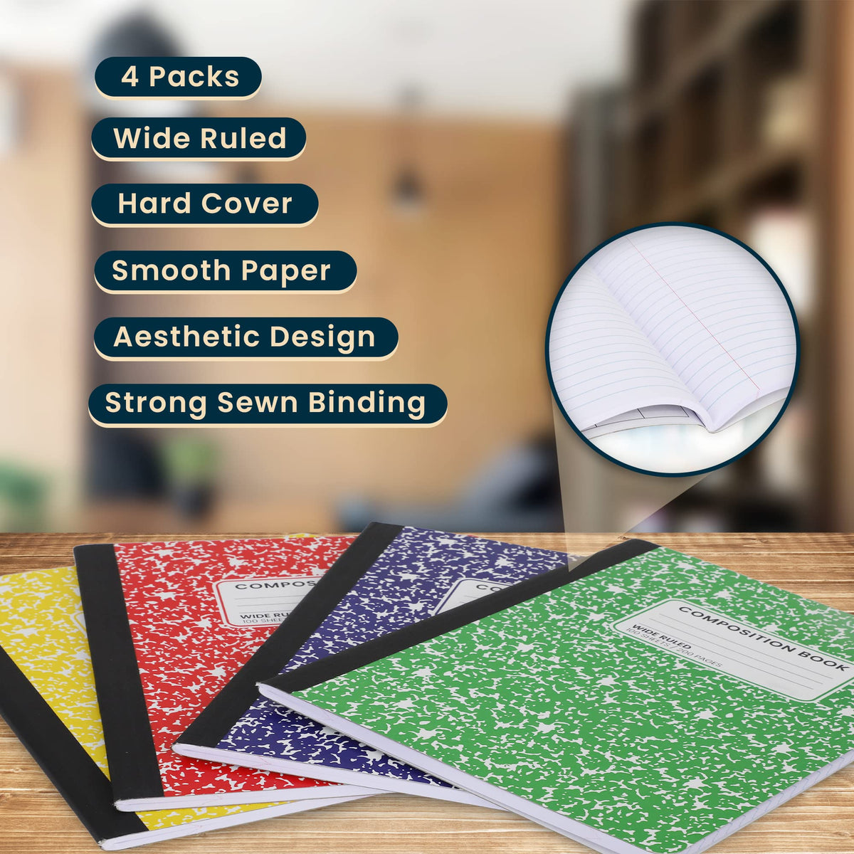 Wide Ruled Notebook, Composition Notebooks Wide Ruled Composition Book, Wide Rule Notebook Paper