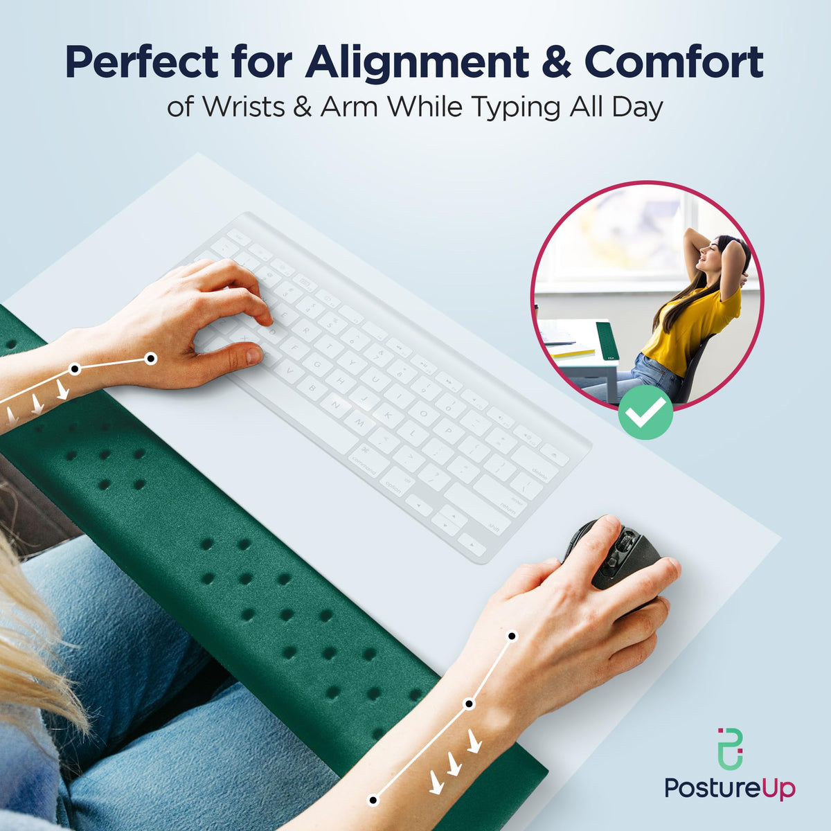 EdgeRest PostureUp L-Shaped Desk Long Wrist Rest Elbow, Forearm & Wrist Comfort Support for Table