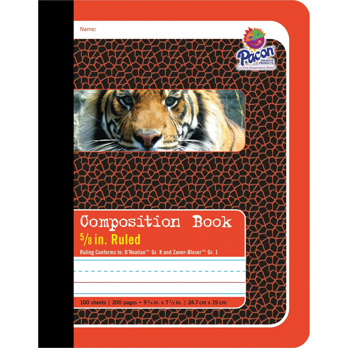 Pacon 2427 Composition Book, 5/8 Ruling, 9 3/4 x 7 1/2, 100 Sheets