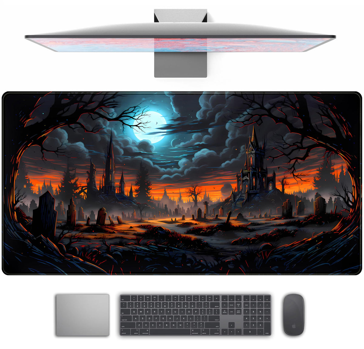 Dark Fantasy Castle Desk Pad Extended Gaming Mouse Pad, XXL Large Computer Laptop Keyboard Wireless
