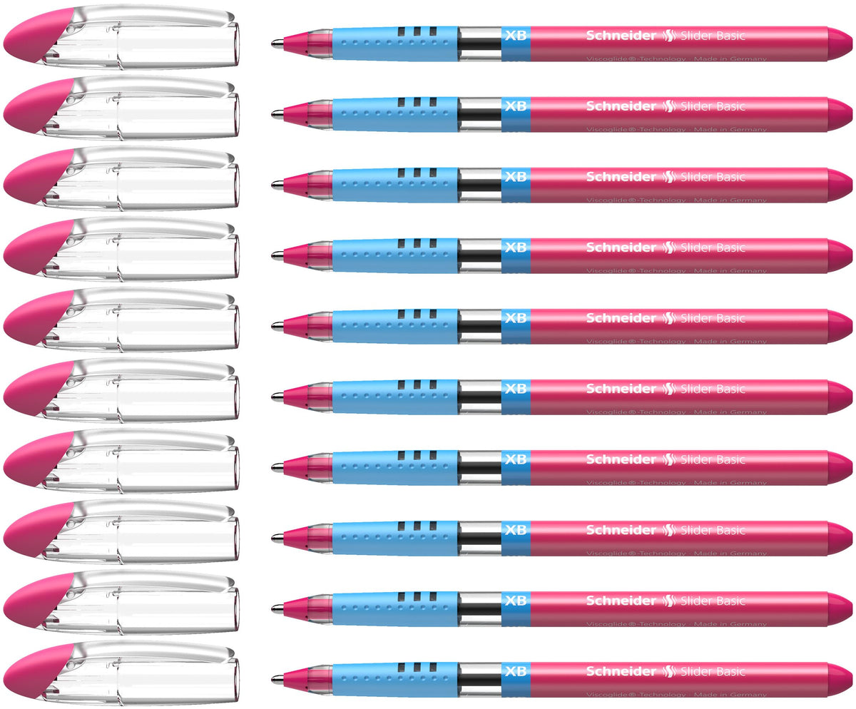 Schneider Slider Basic XB Ballpoint Pen, Pink, Box of 10 Pens (151209)