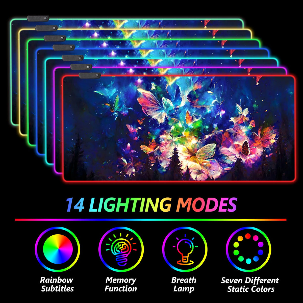 AIMSA RGB LED Gaming Mouse Pad, 14 Modes Glow Pad, Extra Large Gaming Mousepad, 35.4 x 15.8 inch
