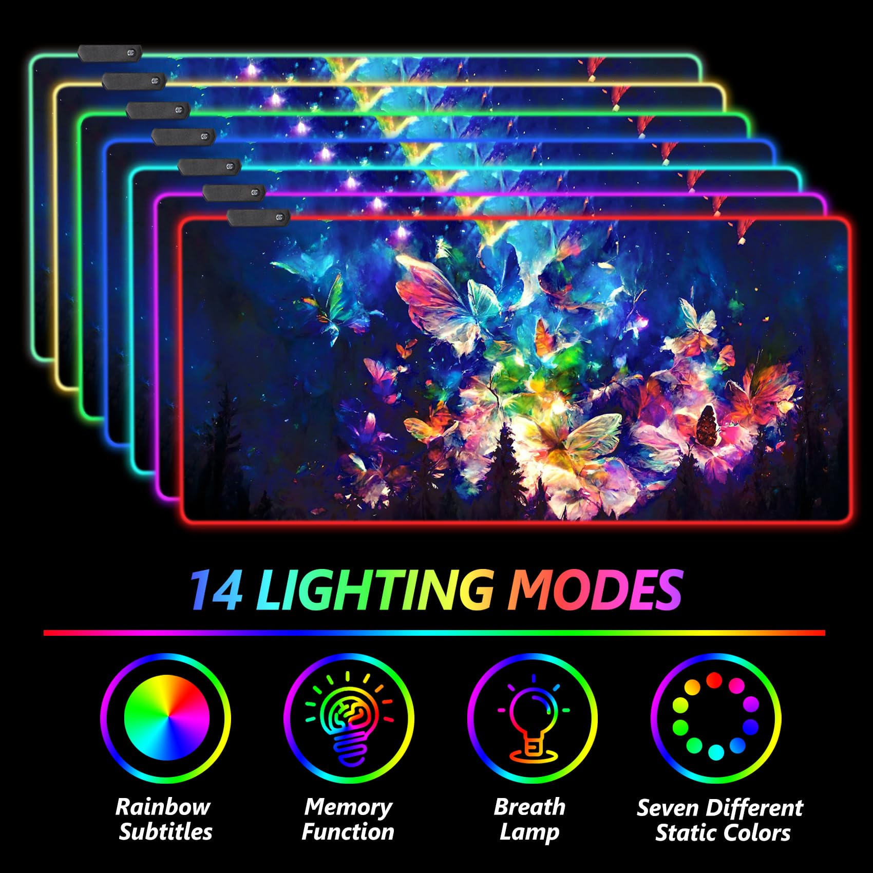 AIMSA RGB LED Gaming Mouse Pad, 14 Modes Glow Pad, Extra Large Gaming Mousepad, 35.4 x 15.8 inch
