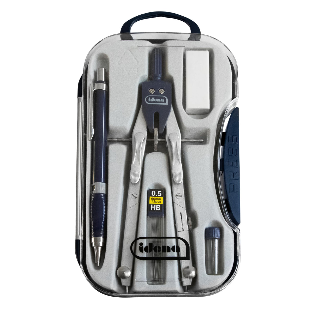 Idena 20065 Compass Set 5 Pieces with Compass Refill Mechanical Pencil Refill (HB), Eraser 1 Set