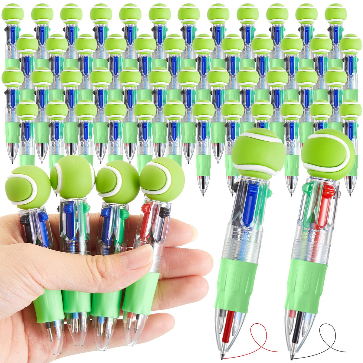 Kosiz 48 Pack Tennis Party Favors Multicolor 4 in 1 0.5mm Ballpoint Pen