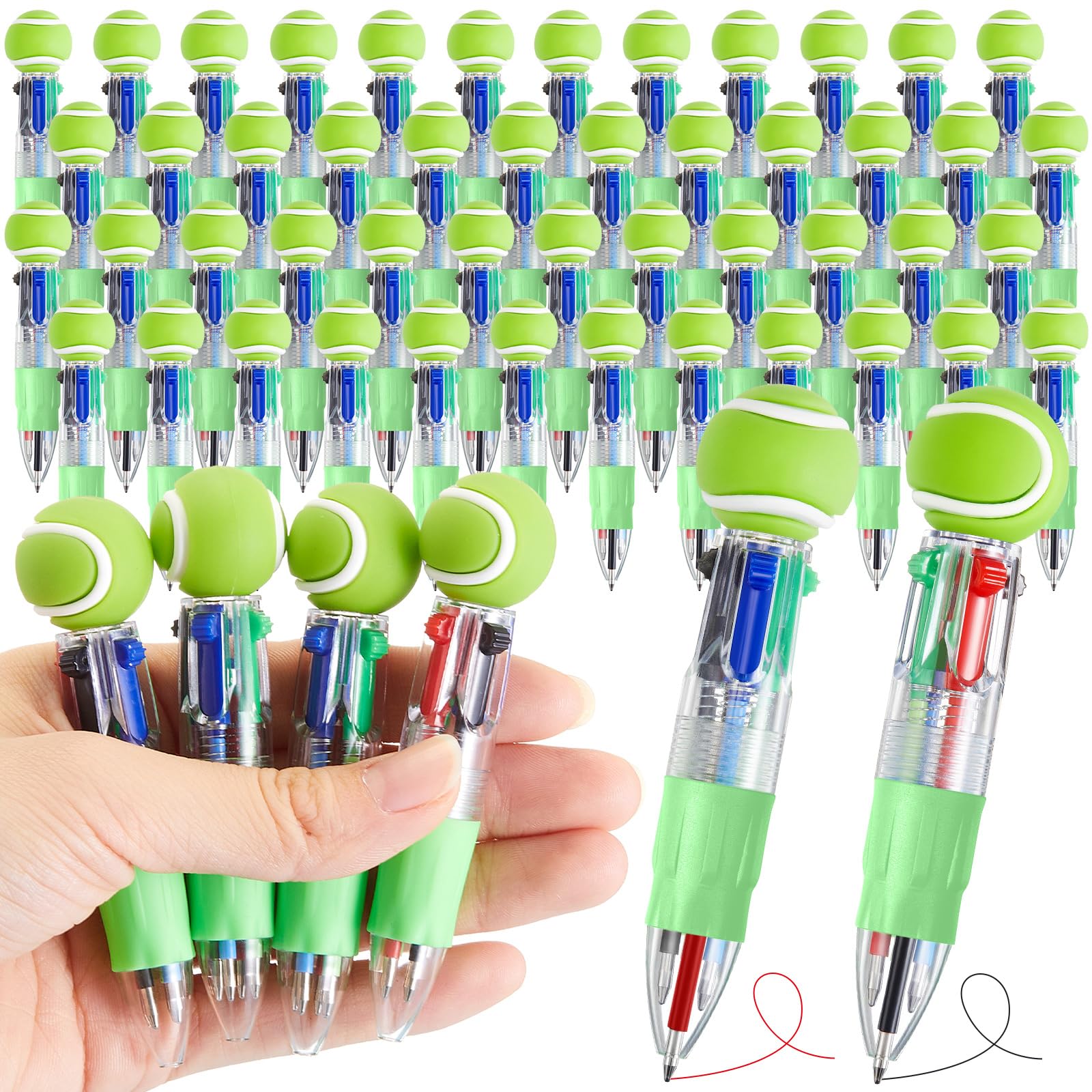 Kosiz 48 Pack Tennis Party Favors Multicolor 4 in 1 0.5mm Ballpoint Pen