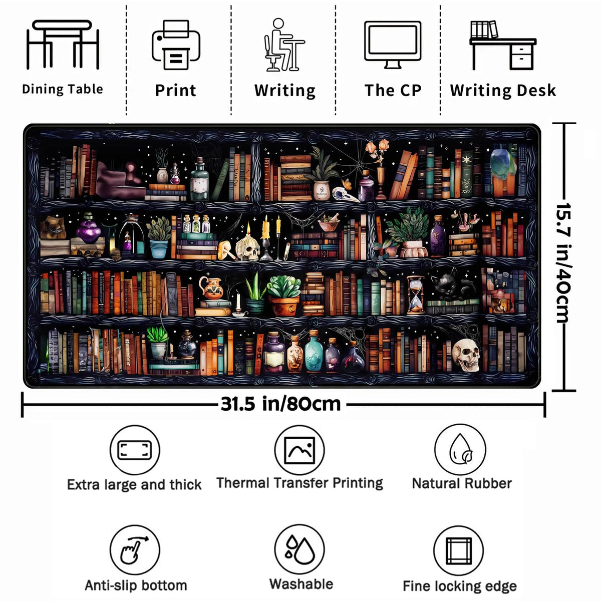 Desk Mat Forest Library Book Mouse Pad Big Desk Pad XXL Extended Gaming Large Mouse Pad for Desk