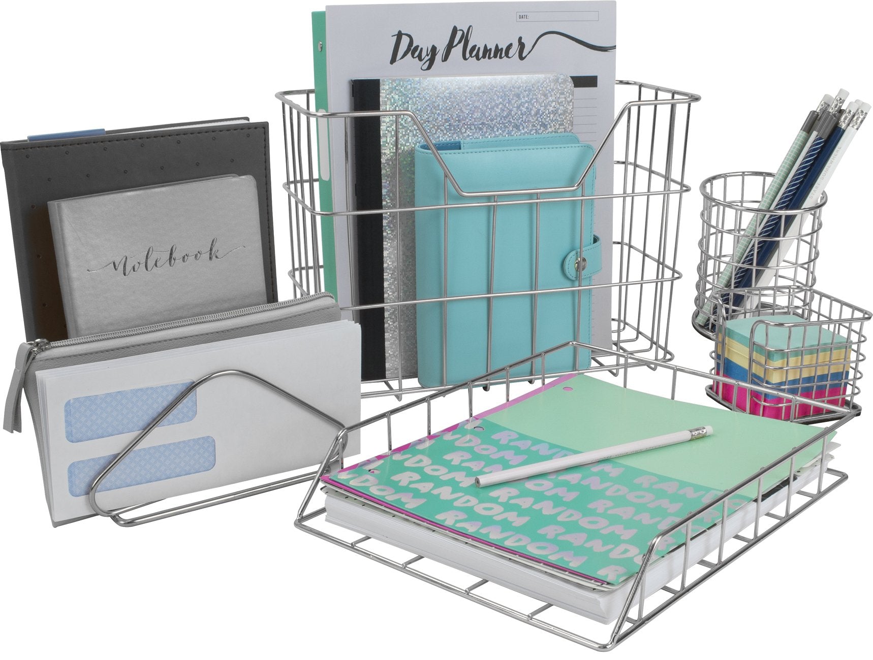 Sorbus Desk Organizer Set, 5-Piece Desk Accessories Set Includes Pencil Cup Holder, Letter Sorter