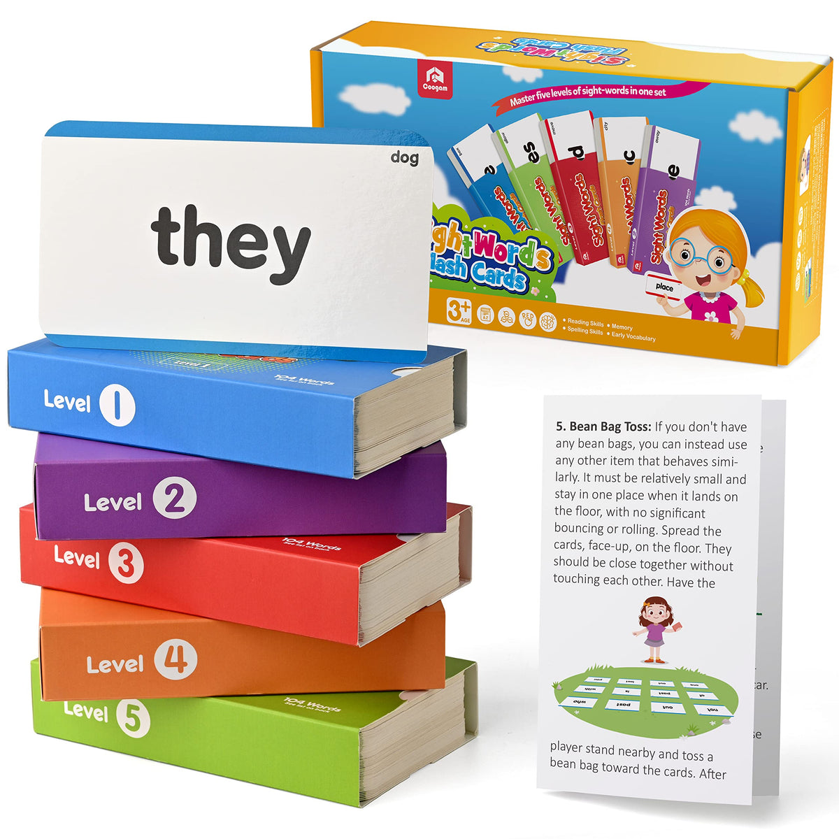 Coogam 520 Sight Words Learning Vocabulary Flash Cards, Dolch Fry High Frequency Sight Word