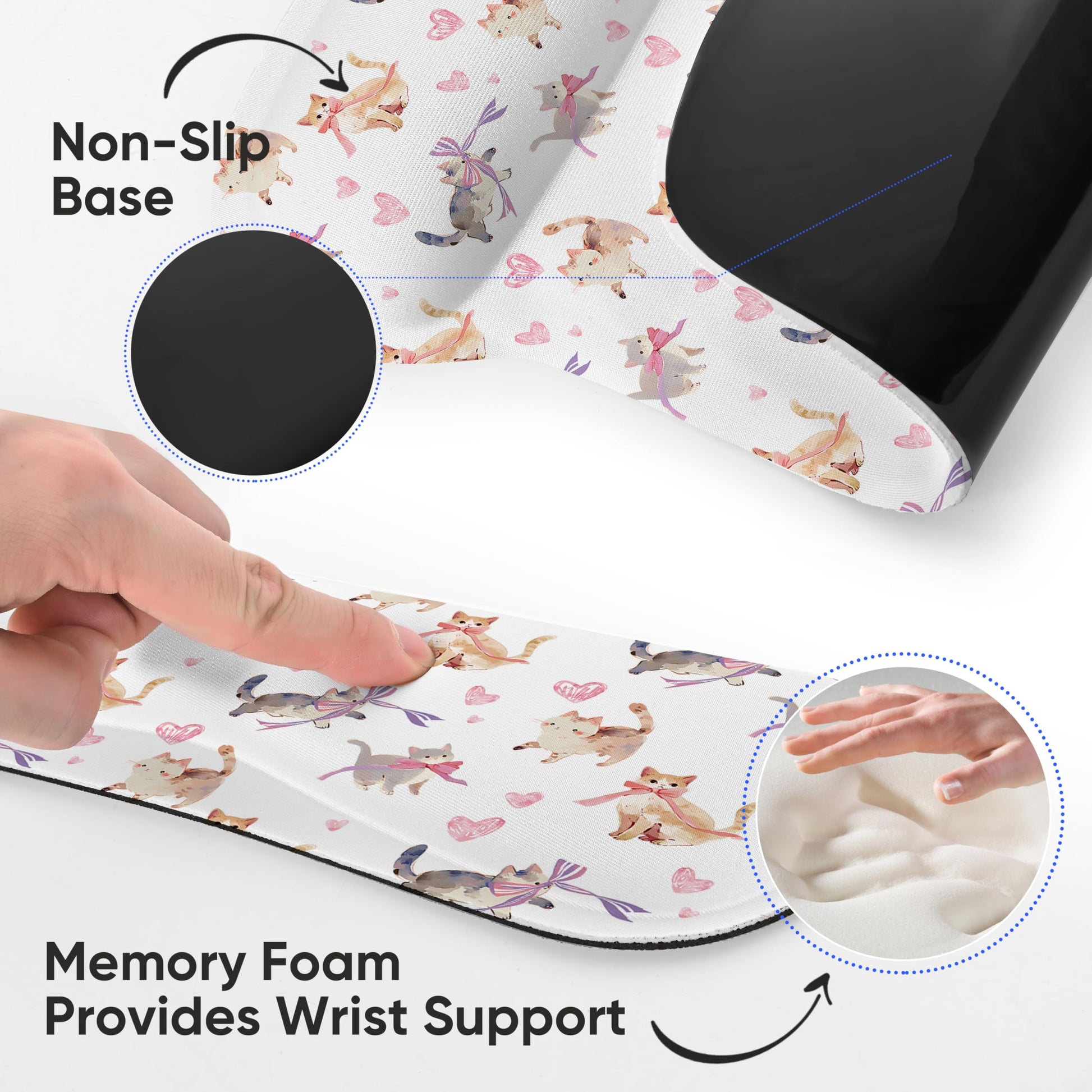 AUPET Mouse Pad Keyboard Wrist Rest Set,Ergonomic Memory Foam Mouse Pads Wrist Support Set,Non-Slip