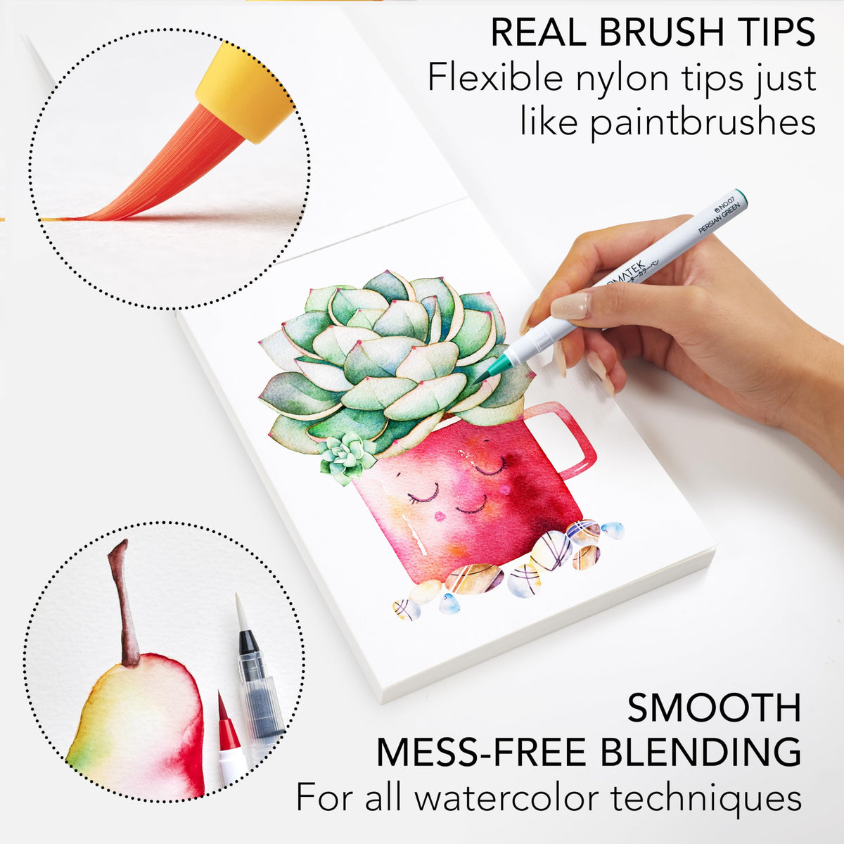 CHROMATEK 54 Watercolor Pens Set | Including 15 Page Pad & Online Video Tutorial Series | 4