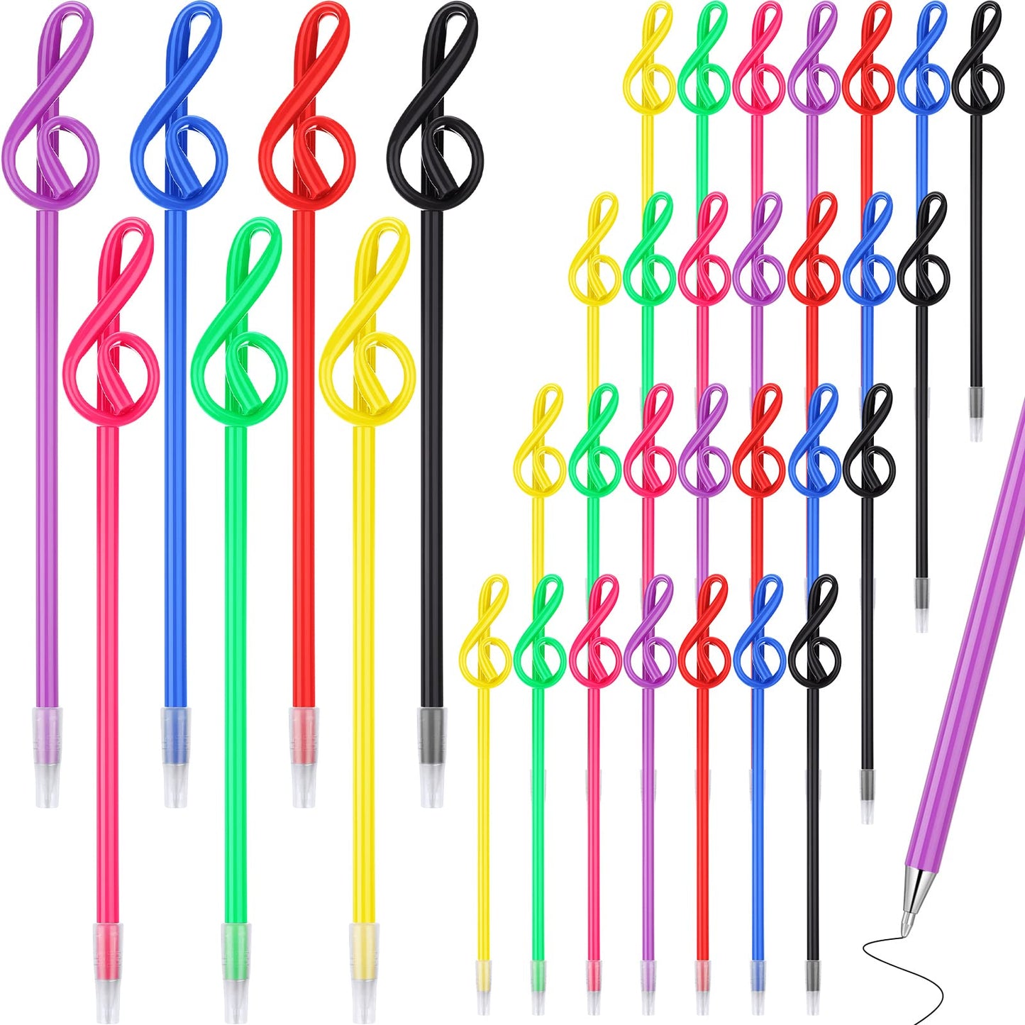 Lincia 100 Pcs Music Note Pens Bulk Musical Ballpoint Pens, Mixed Colors